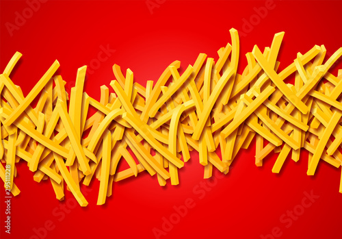 Fotografia, Obraz Fried potato, chips, crisps or french fries laying in heap illustration for tray