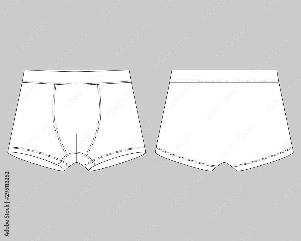 Technical sketch children's boxer shorts underwear on gray background. - obrazy, fototapety, plakaty 