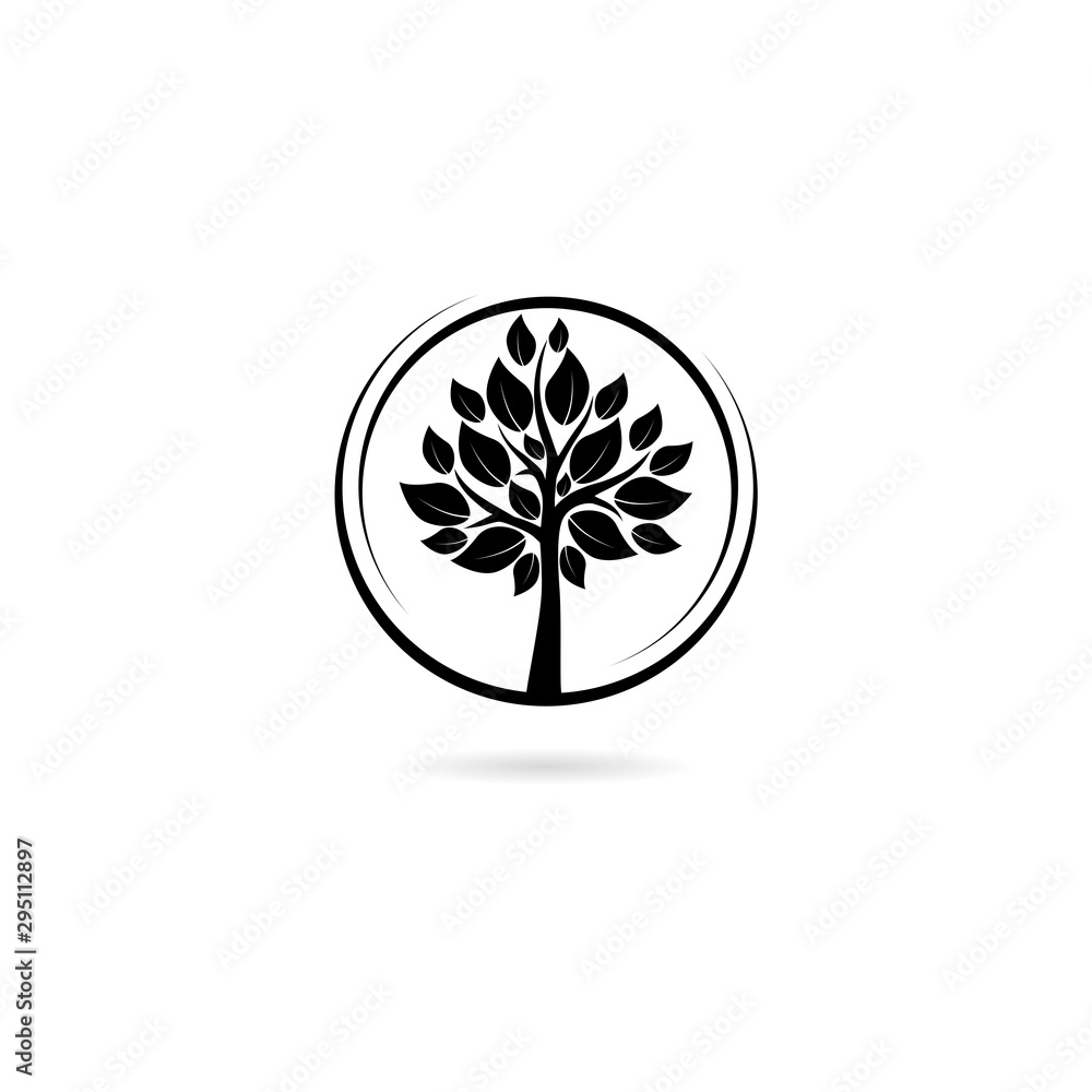Obraz premium Tree with leaves logo isolated on white background