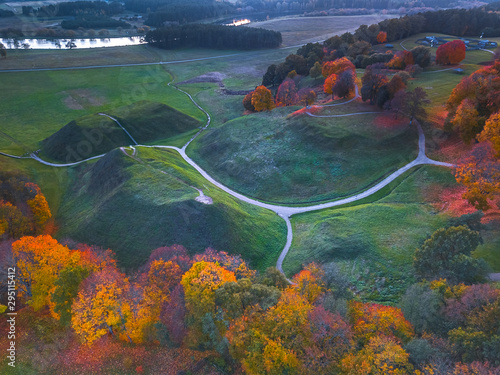 Kernave, historical capital city of Lithuania, aerial view photo