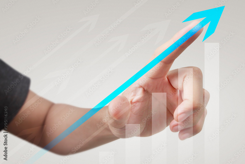 Hand touching graphs of financial indicator and accounting market economy analysis chart Hand touching graphs of financial indicator and accounting market economy analysis chart