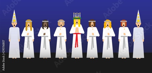 Lucia, a swedish tradition celebrated the 13th of December. Vector Illustration photo