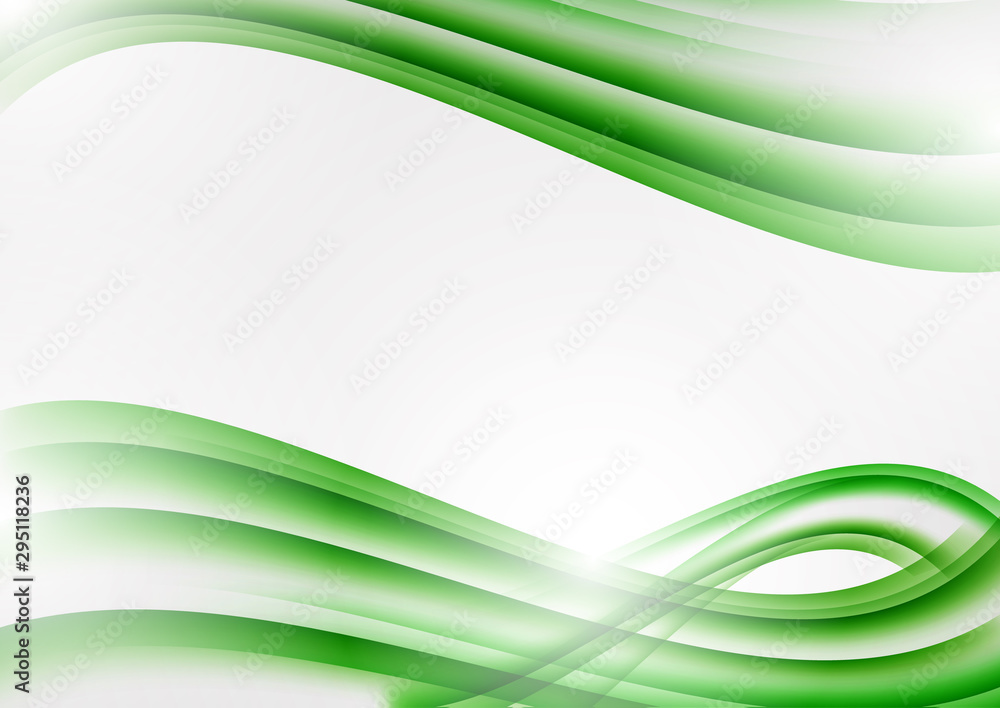Abstract green curved lines on a white background. Modern template for your design. Abstract green curved lines on a white background. Modern template for your design.