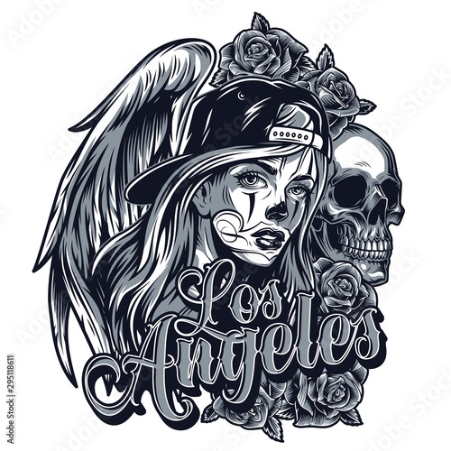 Vintage chicano style tattoo concept