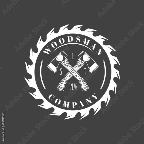 Carpentry label isolated on black background