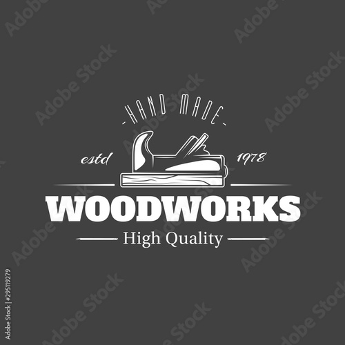Carpentry label isolated on black background