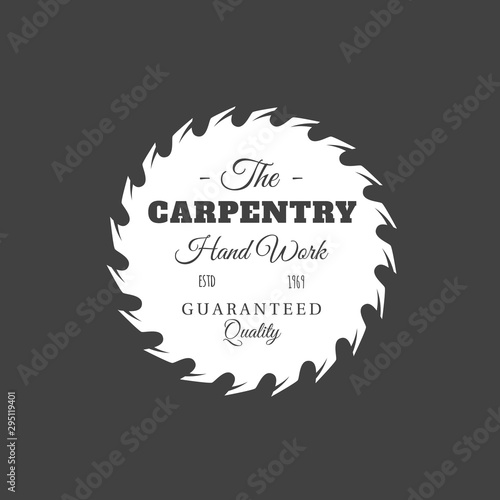 Carpentry label isolated on black background