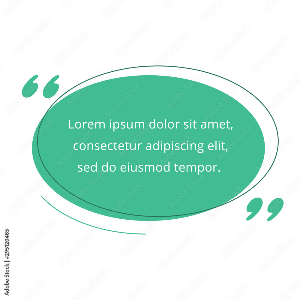 Quote blank frame vector template. Green speech bubble. Quotation, citation  text box design. Oval empty textbox background for message, comment, note  Stock Vector | Adobe Stock