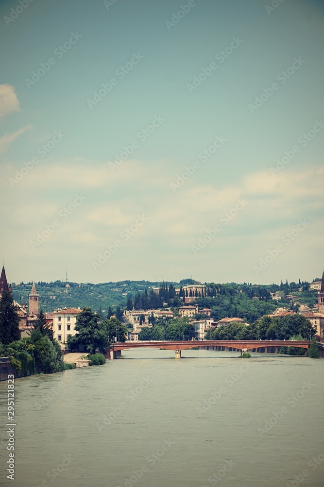 Fototapeta premium View on Adige river which flows through Verona city