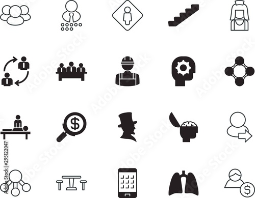 people vector icon set such as: workshop, bathroom, hierarchy, 19th, constructor, sitting, smartphone, telephone, general purpose, washroom, top, search, healthy, chair, cartoon, lincoln, strategy