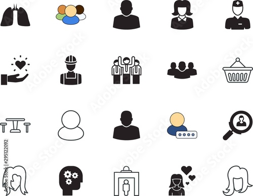 people vector icon set such as: access, engineering, cart, corporate, equipment, online, medic, creativity, fabrication, personal, talent, search, respiratory, consumerism, hard, hospital, manual