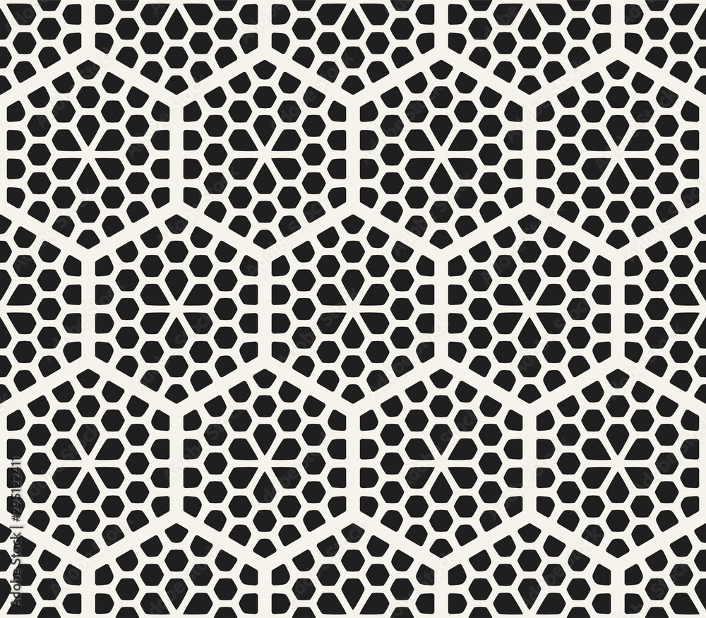 Vector seamless abstract pattern. Modern stylish striped lattice texture. Repeating geometric tiles with hexagonal line elements. Vector seamless abstract pattern. Modern stylish striped lattice texture. Repeating geometric tiles with hexagonal line elements.