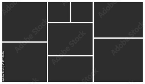 Templates collage eight frames photos. Poster frame mockup. Empty vector frames.
