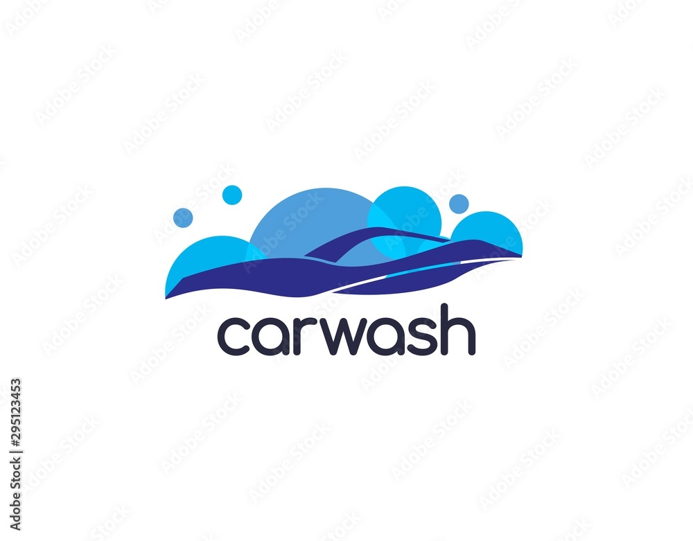 Unique and Simple Car Wash Logo. Designed with Blue Flat Color Isolated on White Background. Suitable for Cas Wash Company and more. Vector Illustration