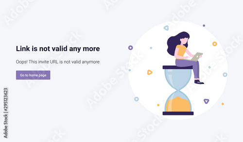 Expired link, not valid, empty state, error page. Technical issues, error, under maintenance web site. Flat vector concept banner illustration.