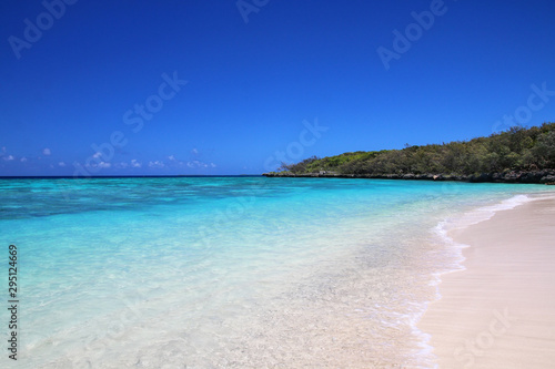 Sandy beach at Gee island in Ouvea lagoon, Loyalty Islands, New Caledonia