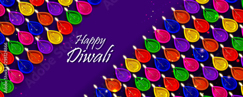 illustration of burning diya on Happy Diwali Holiday background for light festival of India