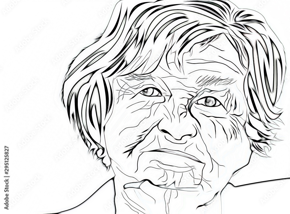 Old woman with wringles in black and white Old woman with wringles in black and white