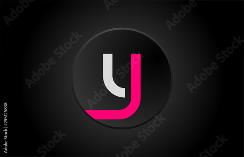alphabet letter y black circle pink white logo icon design