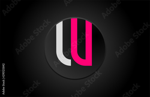 alphabet letter w black circle pink white logo icon design