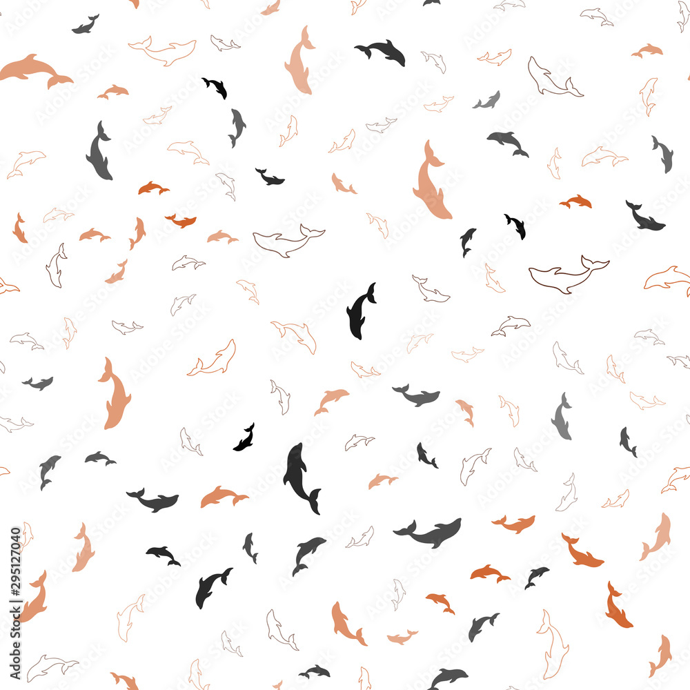 Light Orange vector seamless backdrop with ocean dolphins. Natural illustration with sea dolphins. Pattern for marine leaflets. Light Orange vector seamless backdrop with ocean dolphins. Natural illustration with sea dolphins. Pattern for marine leaflets.