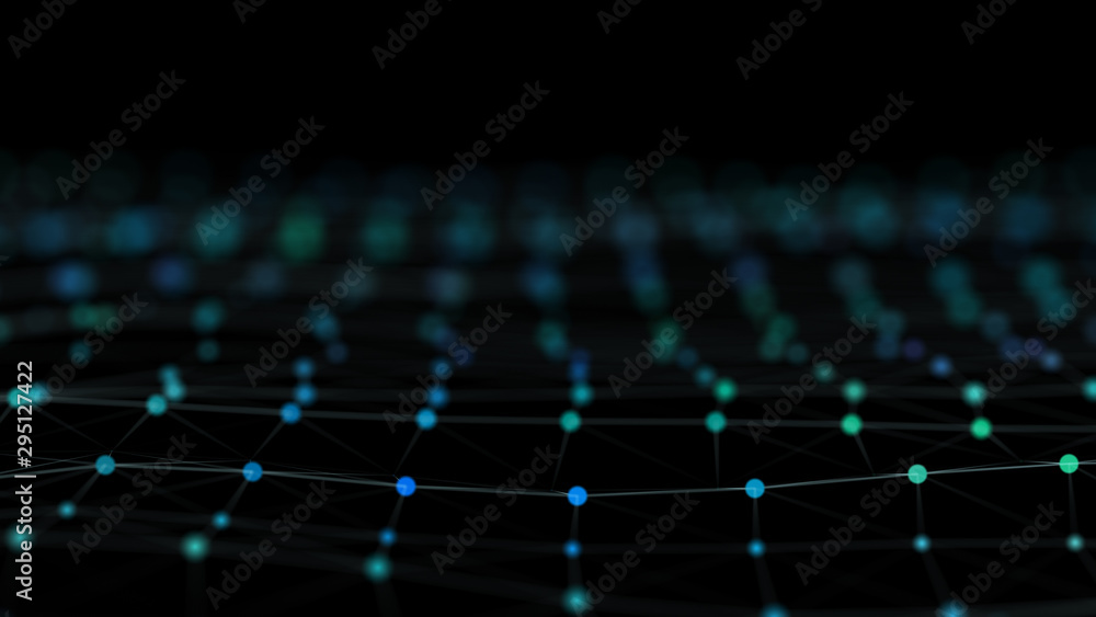 Abstract cyber reality particles connection landscape. Abstract cyber reality particles connection landscape.
