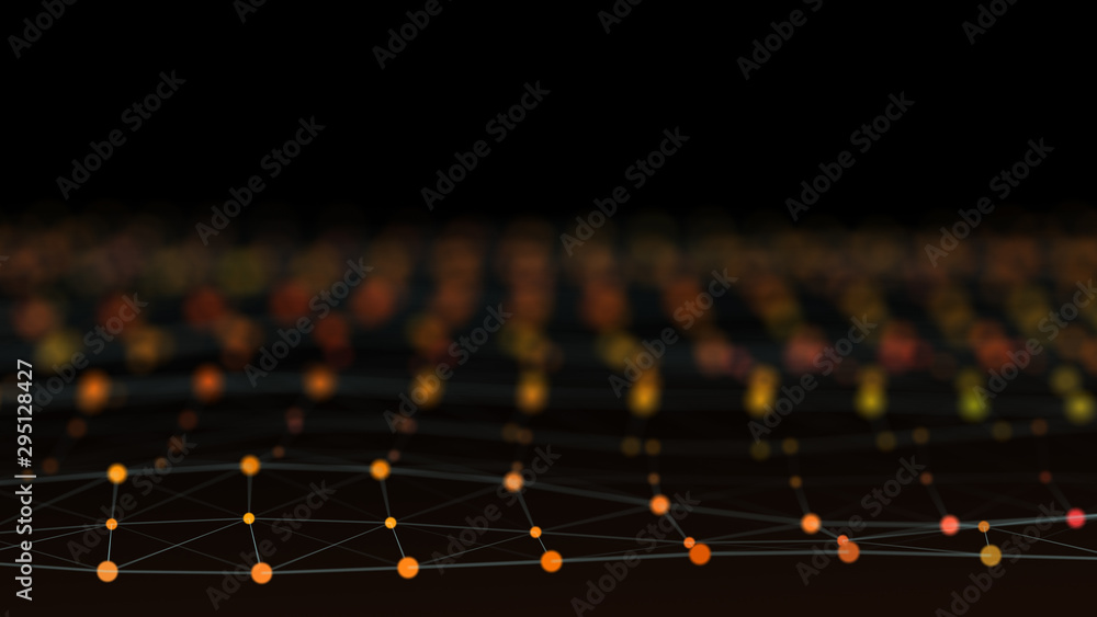 Obraz premium Abstract motion wave from shining particles connections.