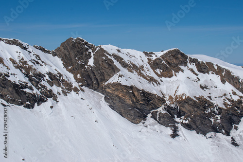 Wallpaper Mural Swiss mountain peak after snowfall with panoramic view of Murren Jungfrau ski region. Torontodigital.ca