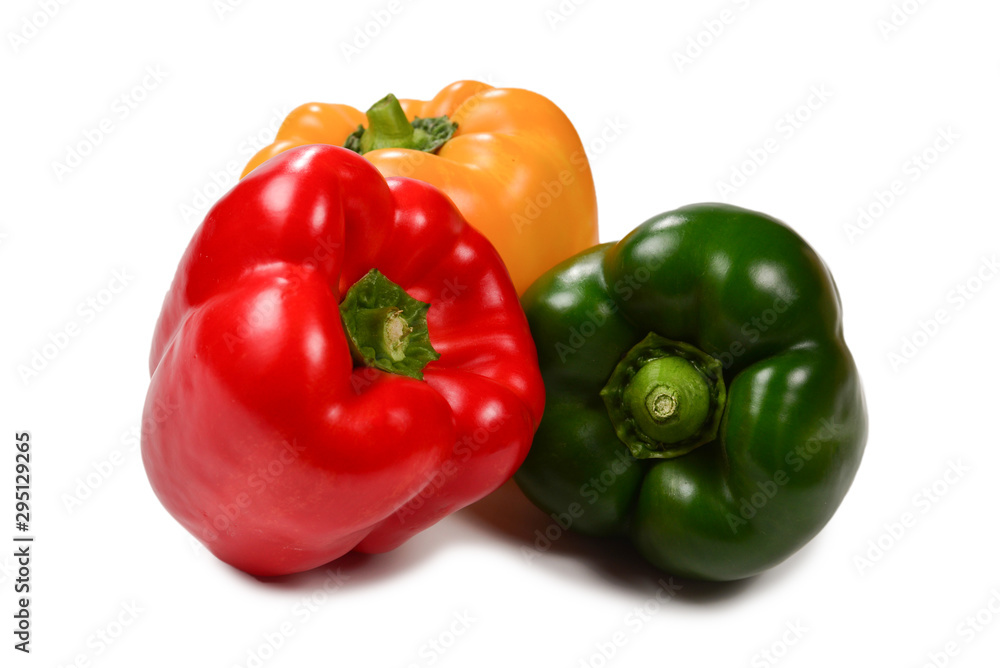 Group of bell peppers isolated on white background. Group of bell peppers isolated on white background.