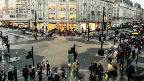 Time lapse of Oxford Circus, a famous London landmark and retail destination photo