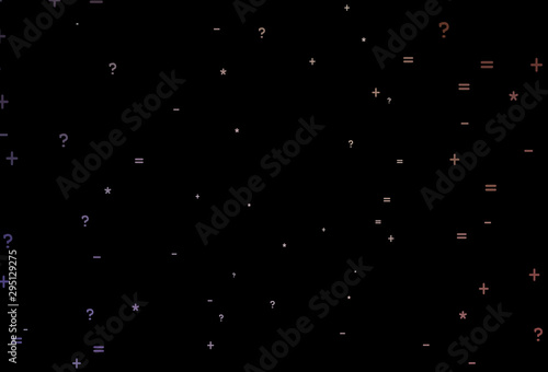 Dark Purple, Pink vector background with arithmetic signs.