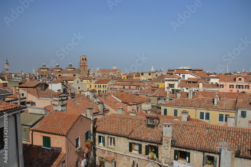 View of Venice from the tower of the Palace of Contarini del Bovolo. The tiled roofs of the houses in which the inhabitants of Venice live © blisser