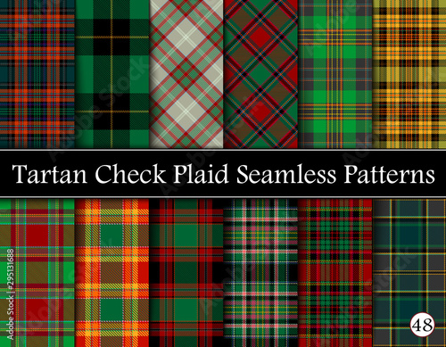 Set Tartan Plaid Scottish Seamless Pattern