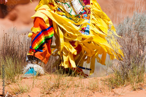 Page, AZ, USA. Native American hoop dancer leg detail