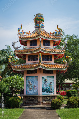 Chinese pagoda inside garden in Bangkok, Thailand