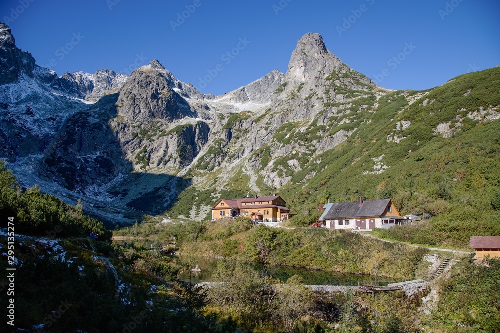 Cottage at green lakein High Tatras National park, Slovakia 