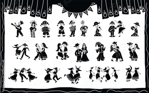 illustration of cordel style music and dance performances