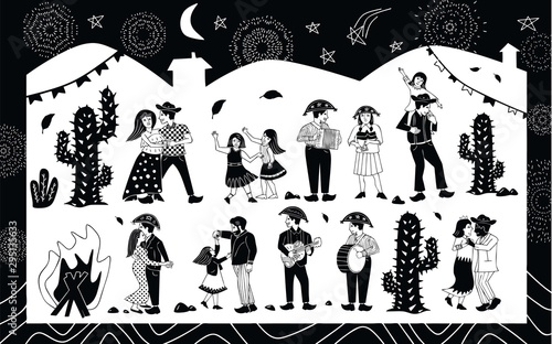 illustration of cordel style music and dance performances