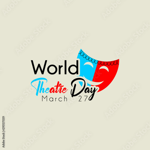 Typography for World Theatre Day with mask vector cartoon