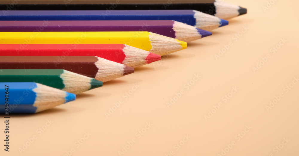 Pattern of Many different colored pencils on background Pattern of Many different colored pencils on background