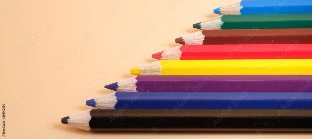 Pattern of Many different colored pencils on background Pattern of Many different colored pencils on background