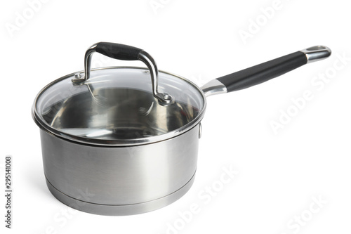 Sauce pan with lid isolated on white