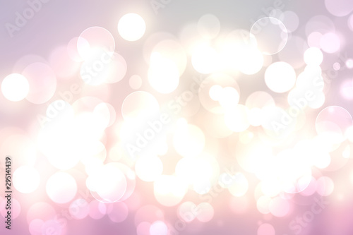 Abstract blurred vivid spring summer light delicate pastel pink white bokeh background texture with bright soft color circles and bokeh lights. Card concept. Beautiful backdrop illustration.