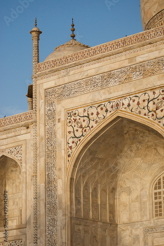 Agra  India. Detail view of the Taj Mahal.