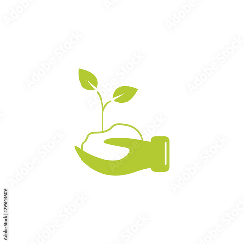 hand with plant eco friendly fill style icon