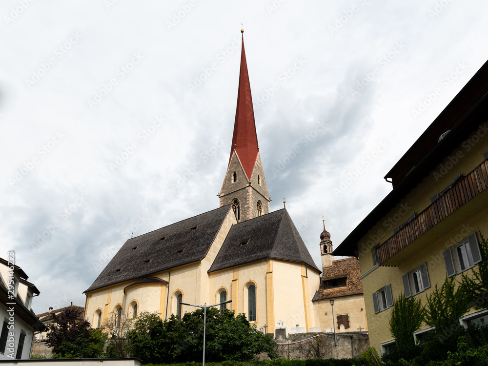 The church of Schlanders on a cloudy day in summer