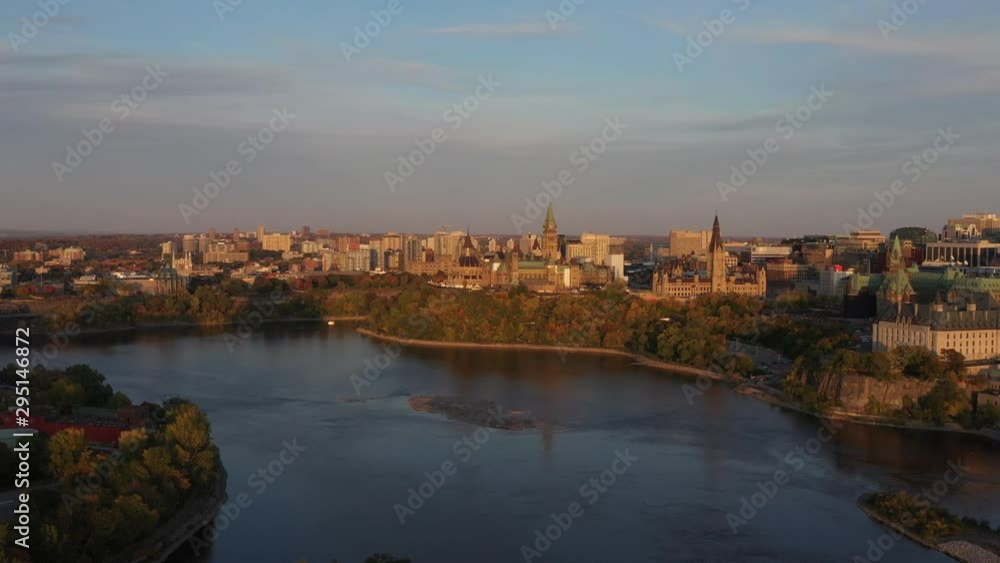Parliament Hill Ottawa Canada Aerial Golden Hour Parliament Hill Ottawa Canada Aerial Golden Hour