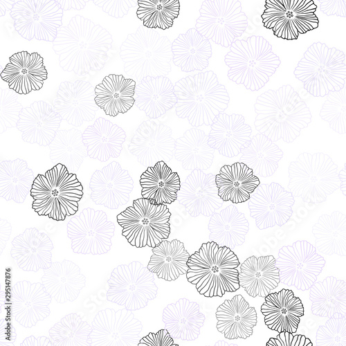 Light Purple vector seamless natural background with flowers. Colorful illustration in doodle style with flowers. Texture for window blinds  curtains.