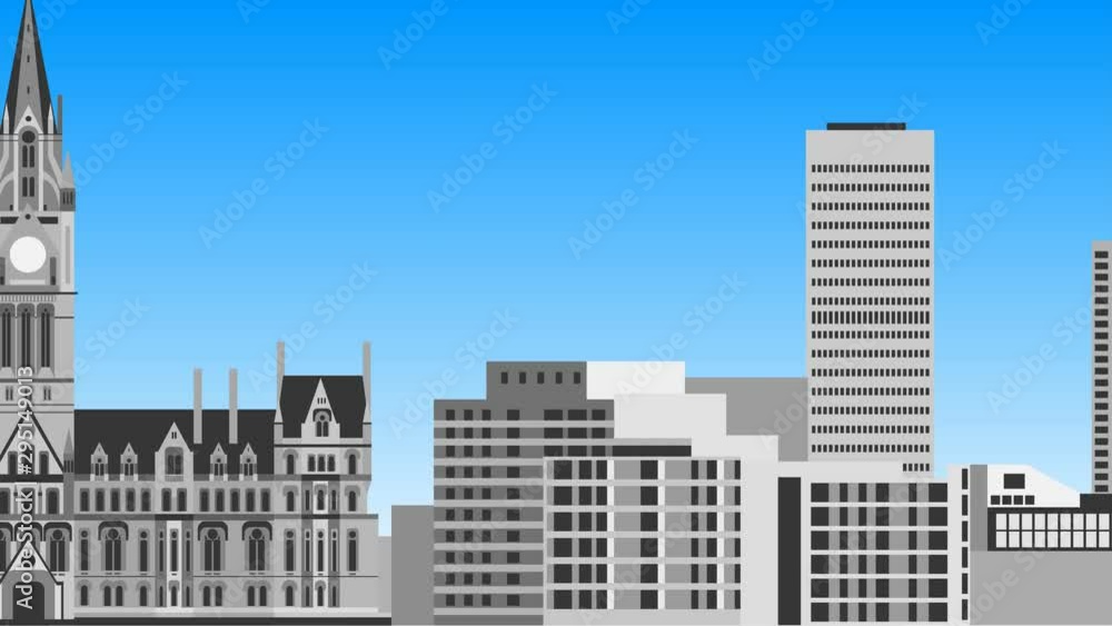 Animation of Manchester City Skyline Animation of Manchester City Skyline