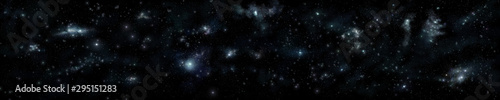 Panorama of the universe. Starry sky. Nebulae and galaxies
